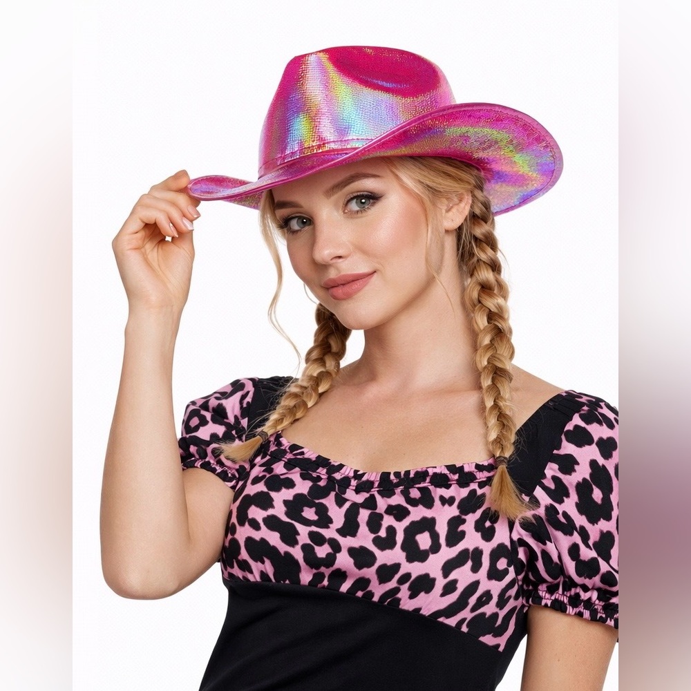 🩷 NWT! Dolls Kill Metallic Pink Cowgirl Hat
